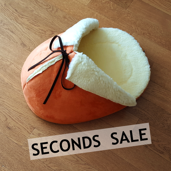 Giant Slipper Cat Bed in Orange Suede- 100% vegan materials