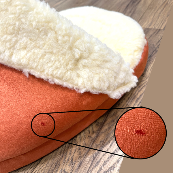 Giant Slipper Cat Bed in Orange Suede- 100% vegan materials