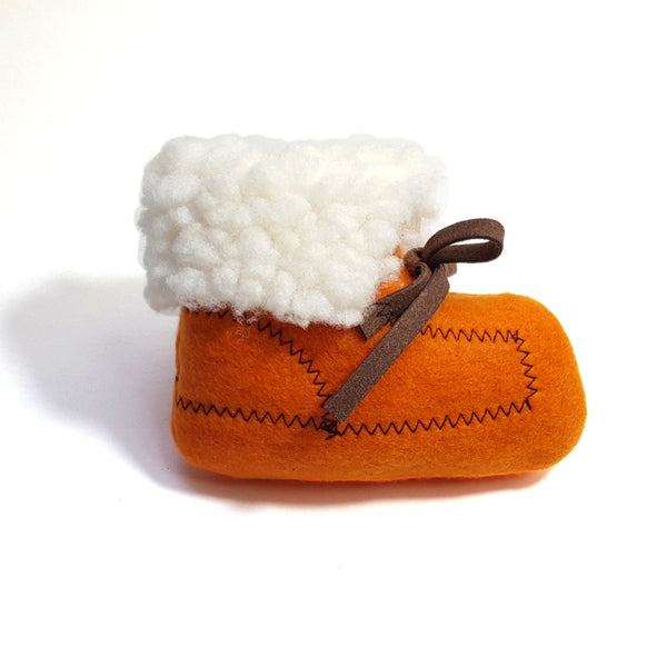 Felt Moccasin Shoe Catnip Toy in Mocha Color