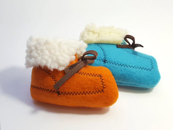 Felt Moccasin Shoe Catnip Toy in Mocha Color