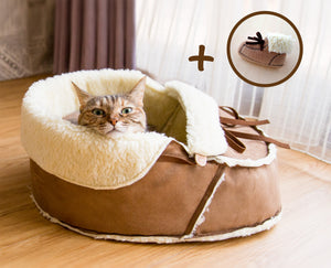 Moccasin Bed with a matching catnip toy gift set