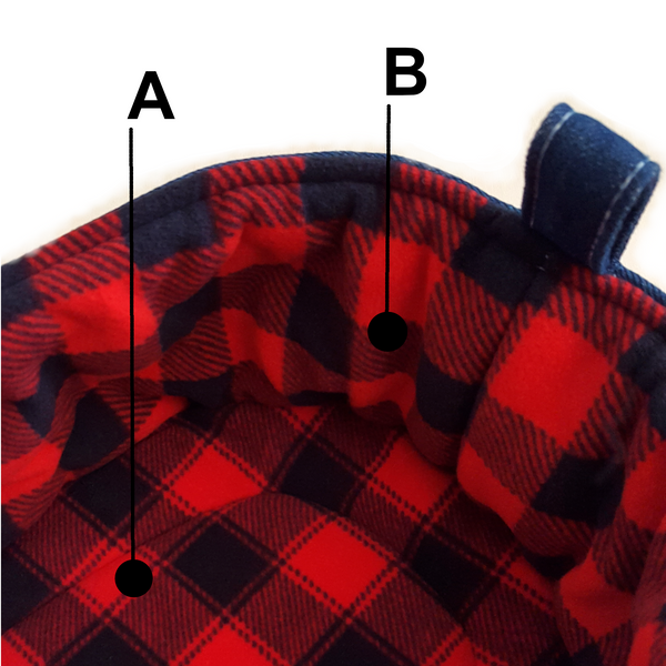 "Seconds" SALE! Sneaker Cat Bed in Black & Red Tartan Fleece- Pattern A